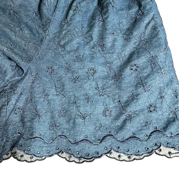 Vtg Gene Ewing Bis Denim Eyelet Shorts-Sz S/L - Picture 10 of 11